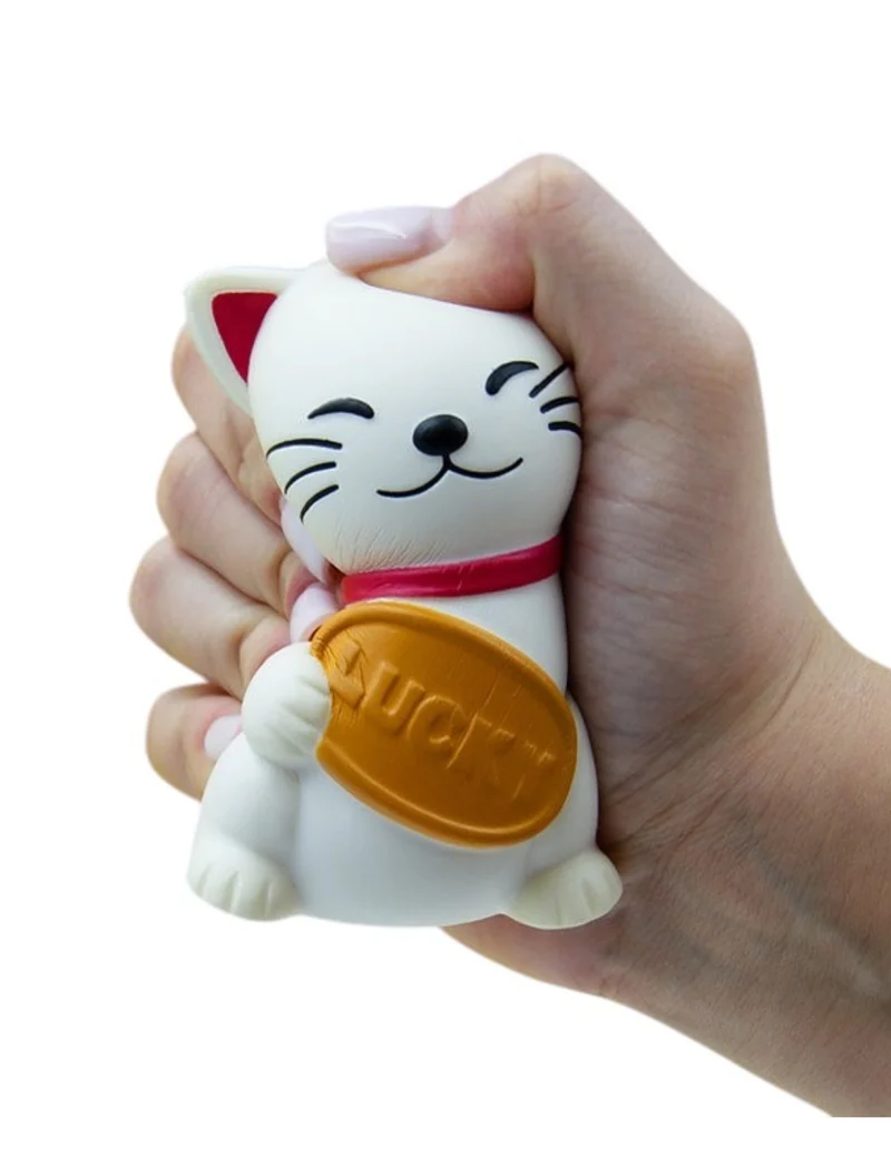 Squishy Antistress Gatto Bianco Maneki Neko Allungabile Morbido