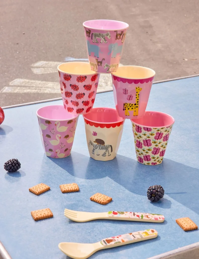 Rice Bicchiere In Melamina Wildlife Print Rosa 1pz