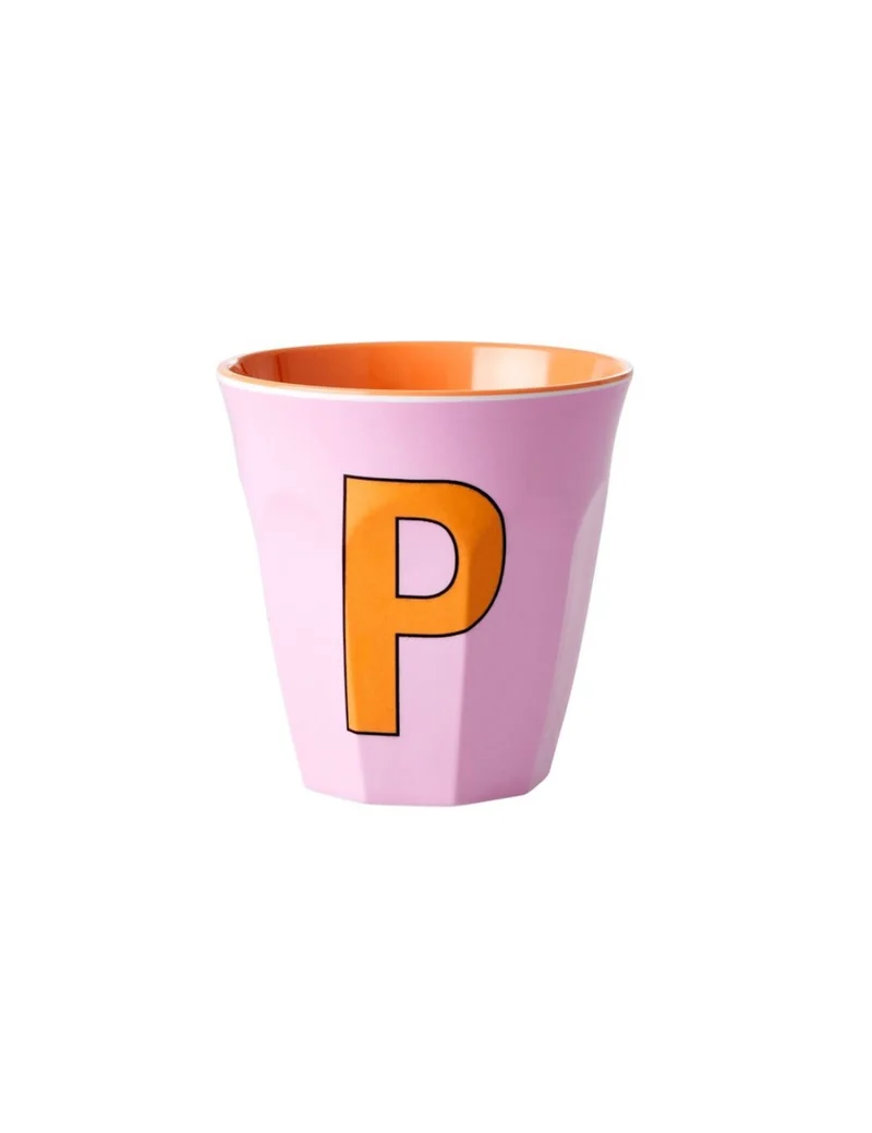Rice Bicchiere Melamina Lettera P Rosa