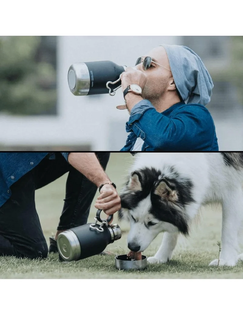 Borraccia Termica In Acciaio Inox Con Ciotola Cane 1lt