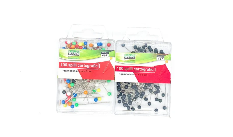 Spilli Cartografici Gambo In Acciaio 3cm 100pz Colori Assortiti