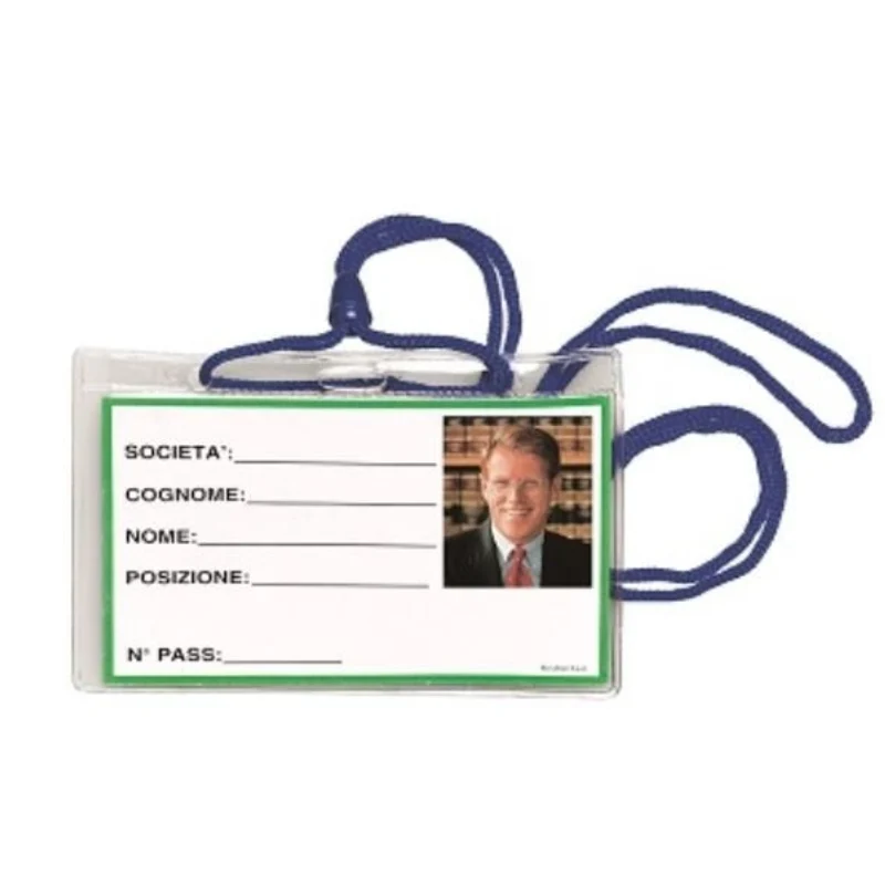 Set 100pz Porta Badge Lebez Laccio Rosso 10,5x6,7cm
