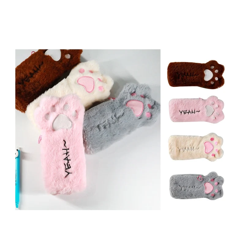 Astuccio Portapenne Zampa Gatto Peluche Assortito
