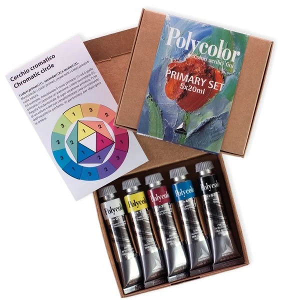 Polycolor Colori Vinilici Fini Primary Set Maimeri 20ml 5 Colori
