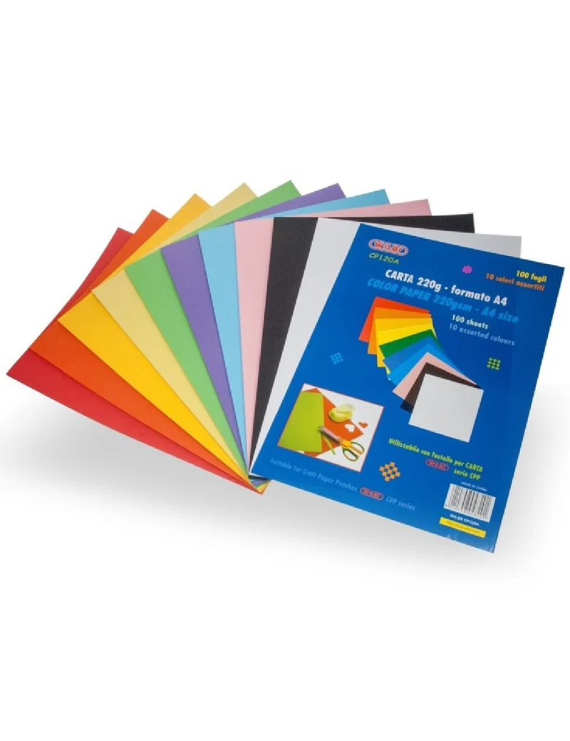 Carta Colorata 10 Colori 220g A4 100pz