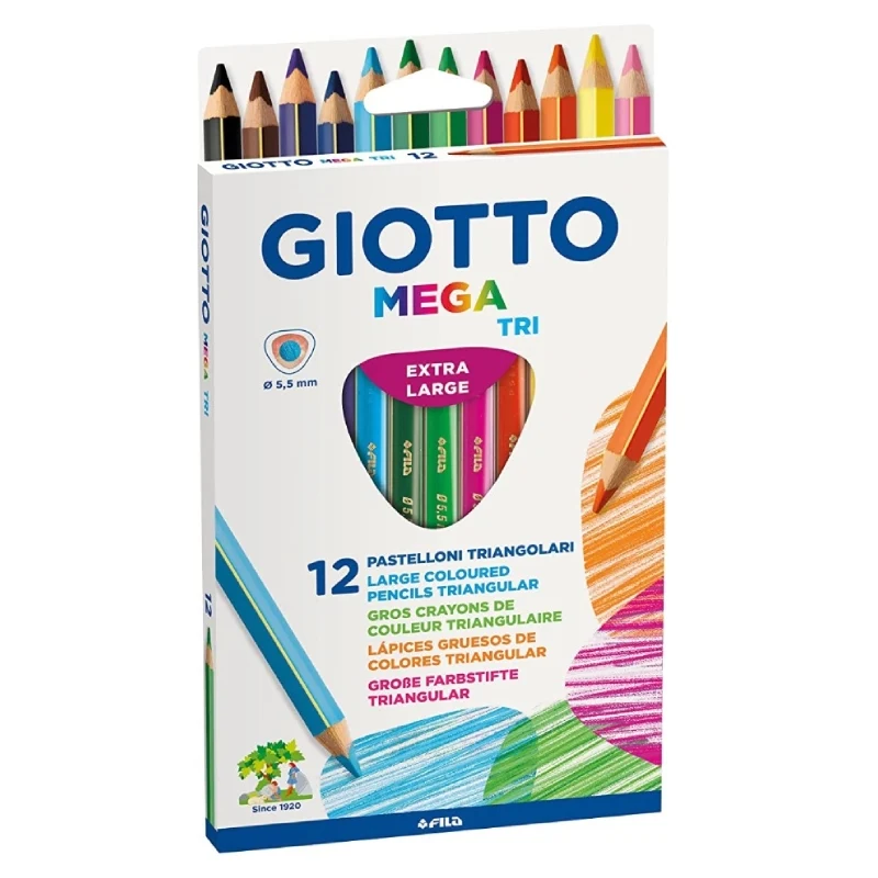 Giotto Mega Pastelloni Matite Colorate Scatola Da 12pz