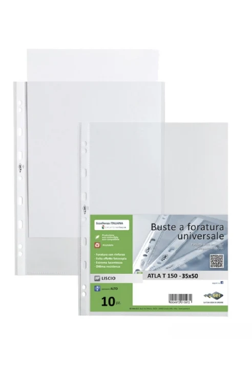 10 Buste Forate Interni Per Raccoglitore Atla T150 35x50cm Lisce