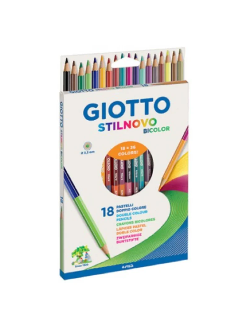Giotto Stilnovo Bicolor Pastelli Matite Colorate Scatola Da 18pz
