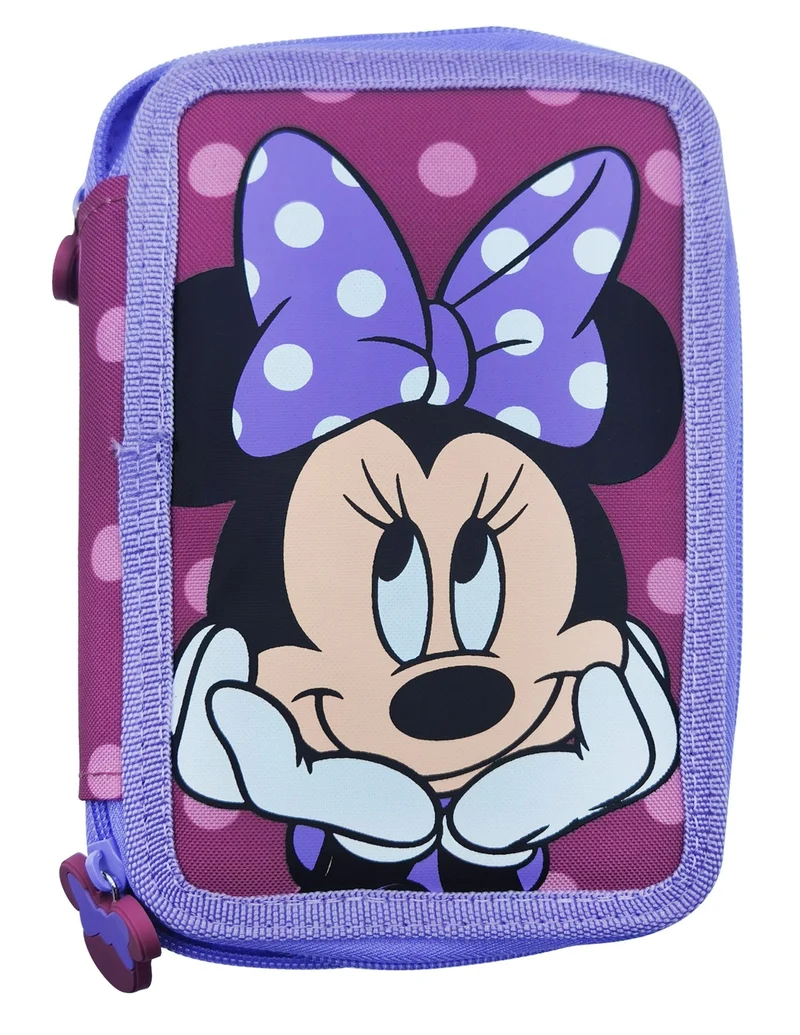 Astuccio Completo 3 Zip Disney Minnie Mouse Rosa