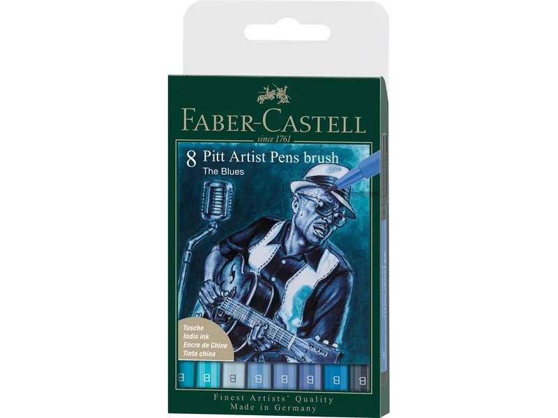 Faber-Castell Pennarelli Pitt Artist Pens Brush The Blues 8pz.