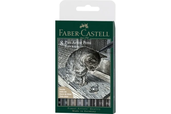 Faber-Castell 8 Pitt Artist Nero E Grigio Tinta China