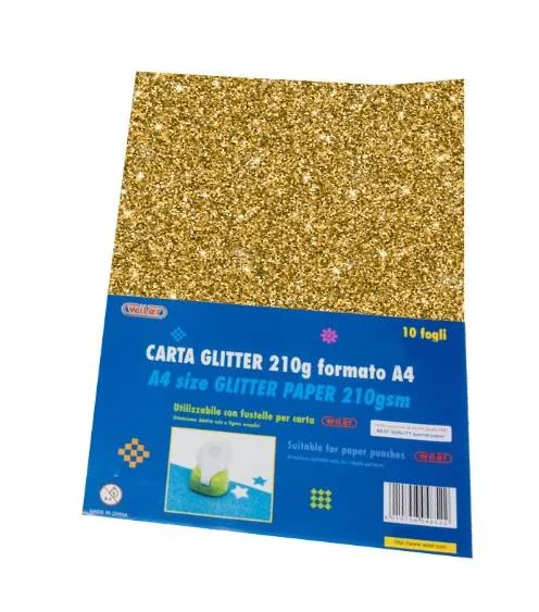 Carta Glitterata A4 210gr 10 Fogli Oro