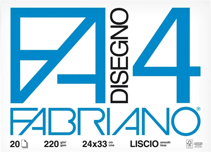 Album da Disegno Fabriano F4 24x33cm Liscio 220g 20 Fogli