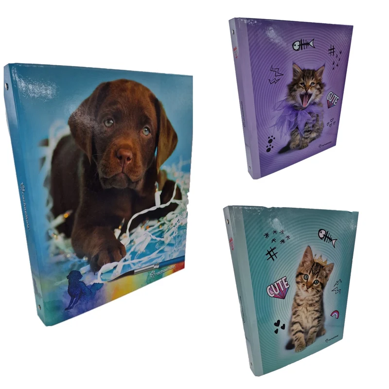 Raccoglitore 4 Anelli Gattino E Cagnolino