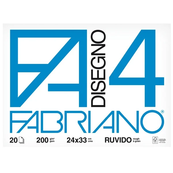 Album Da Disegno Fabriano F4 Ruvido 200g 20 Fogli 24x33cm
