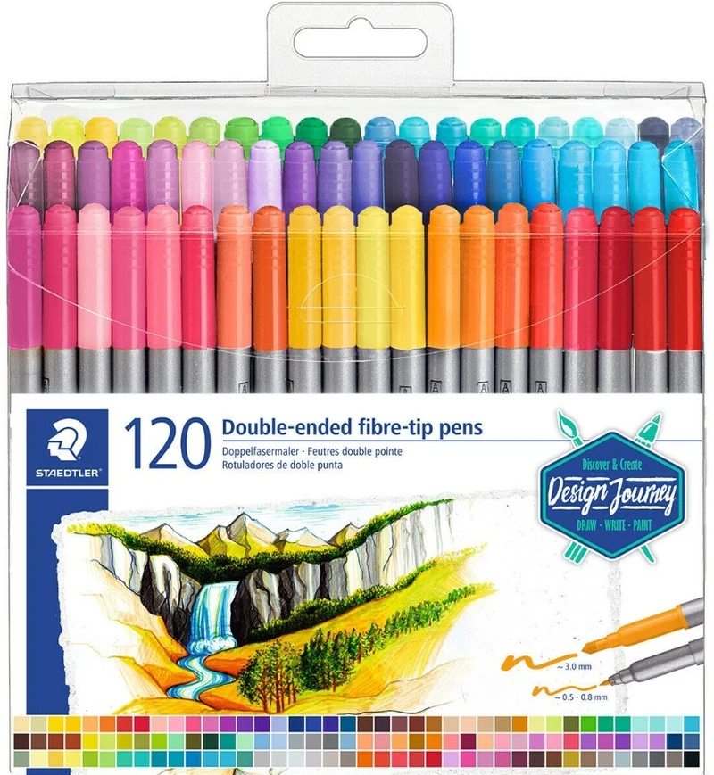 Pennarelli Fibra Sintetica Staedtler Marsgraphic Doppia Punta 120pz