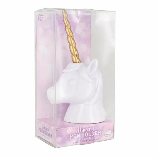 Set Contenitore Portapenne Unicorno Con Penna Oro