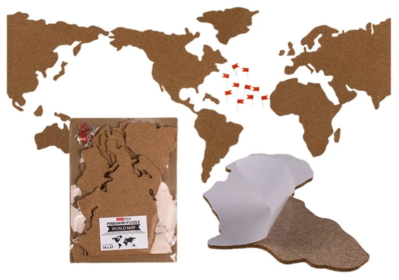 Puzzle Mappamondo Bacheca di Sughero 36x27cm