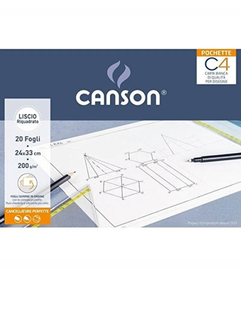 Blocco Carta Canson Per Disegno Tecnico 200g 20 Fogli