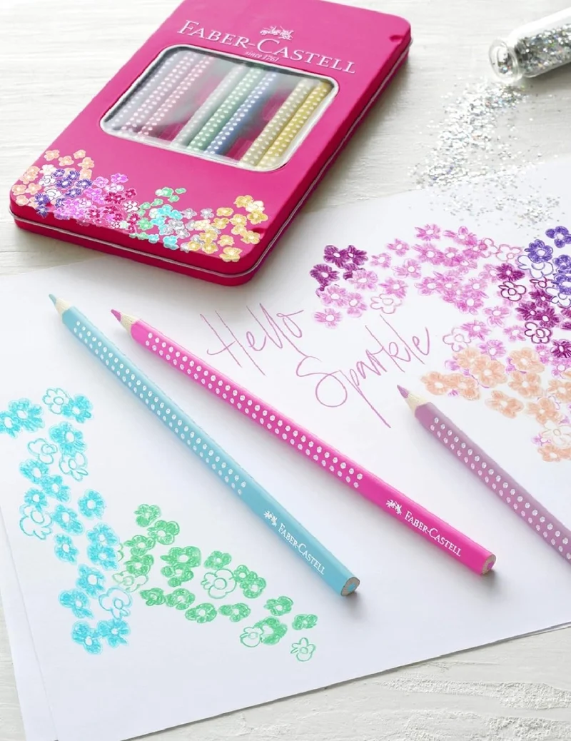 Matite Colorate Faber Castell Sparkle Con Custodia In Metallo 12pz