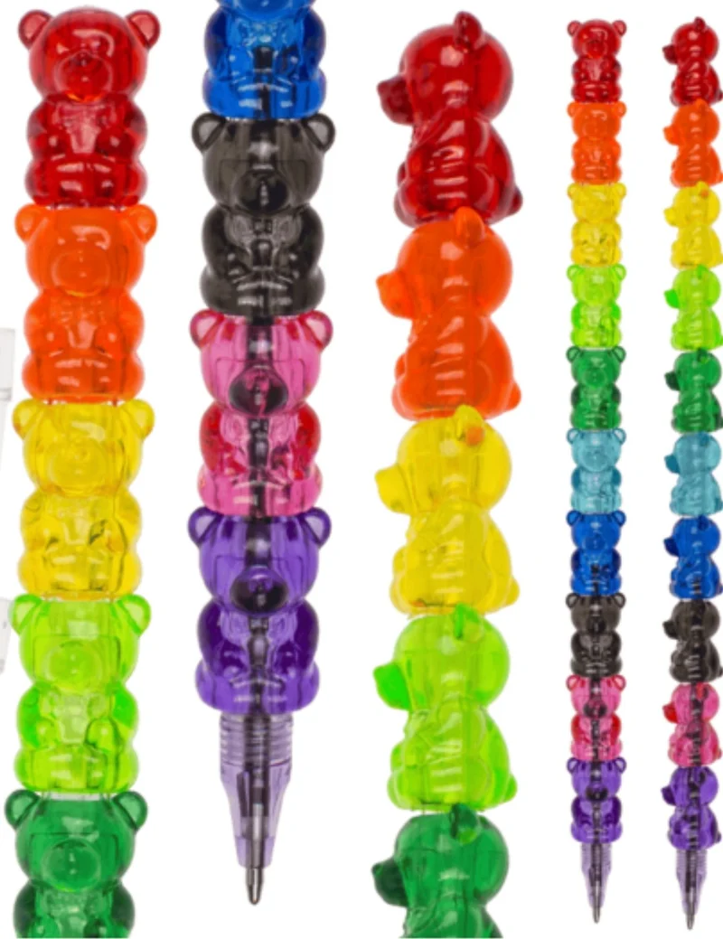 Penna A Sfera Con Orsi Teddy Impilabili Colorati