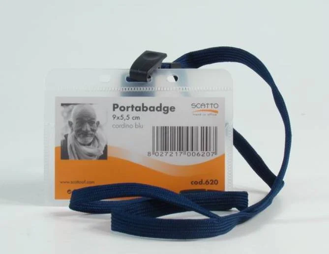 Portabadge Scatto con Cordino Blu 10x6cm