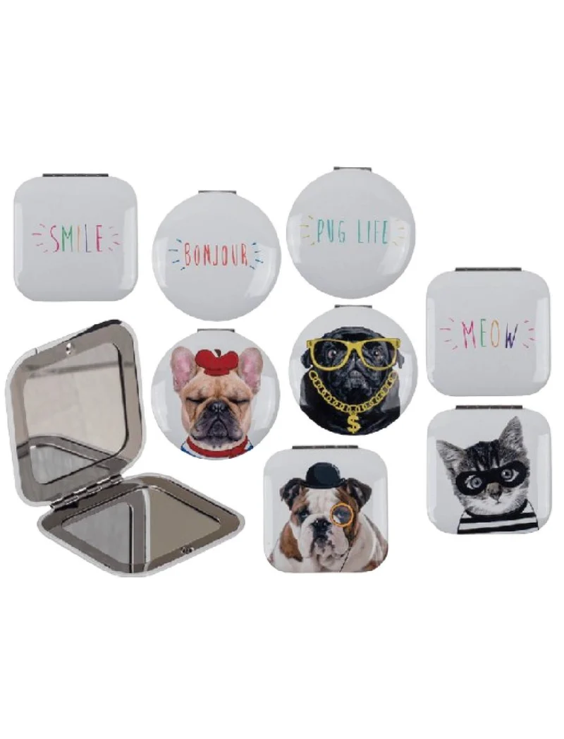 Specchio Tascabile Cani E Gatti 1Pz Colori Assortiti