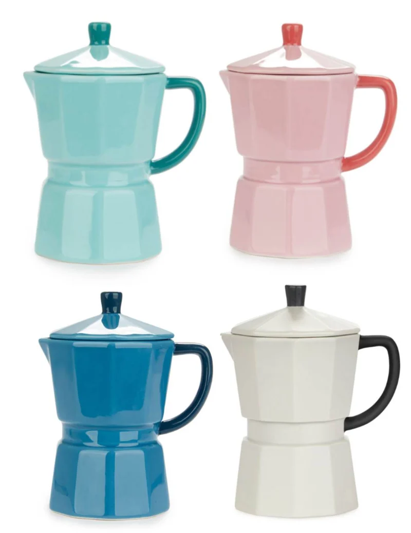 Tazza In Ceramica Caffettiera Moka Con Coperchio 350ml