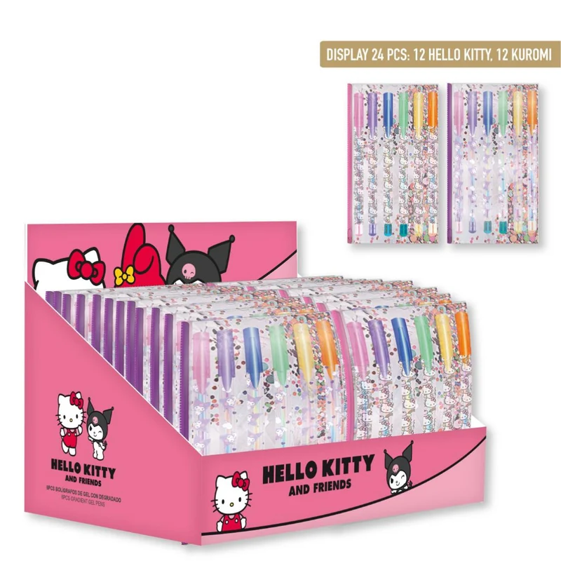Set Penne Gel Colorate Con Astuccio Sanrio Hello Kitty E Kuromi