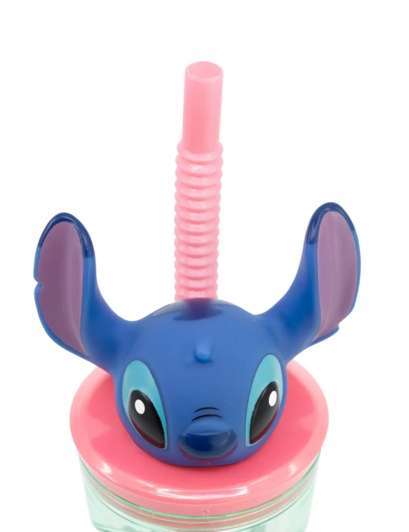 Bicchiere Borraccia Con Cannuccia Disney Stitch 3D 360ml