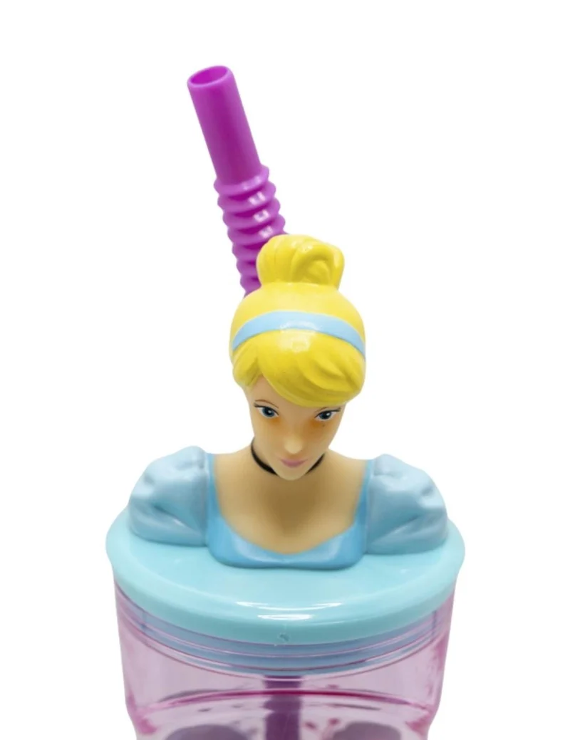 Bicchiere Borraccia Con Cannuccia Disney Cenerentola 3D 360ml