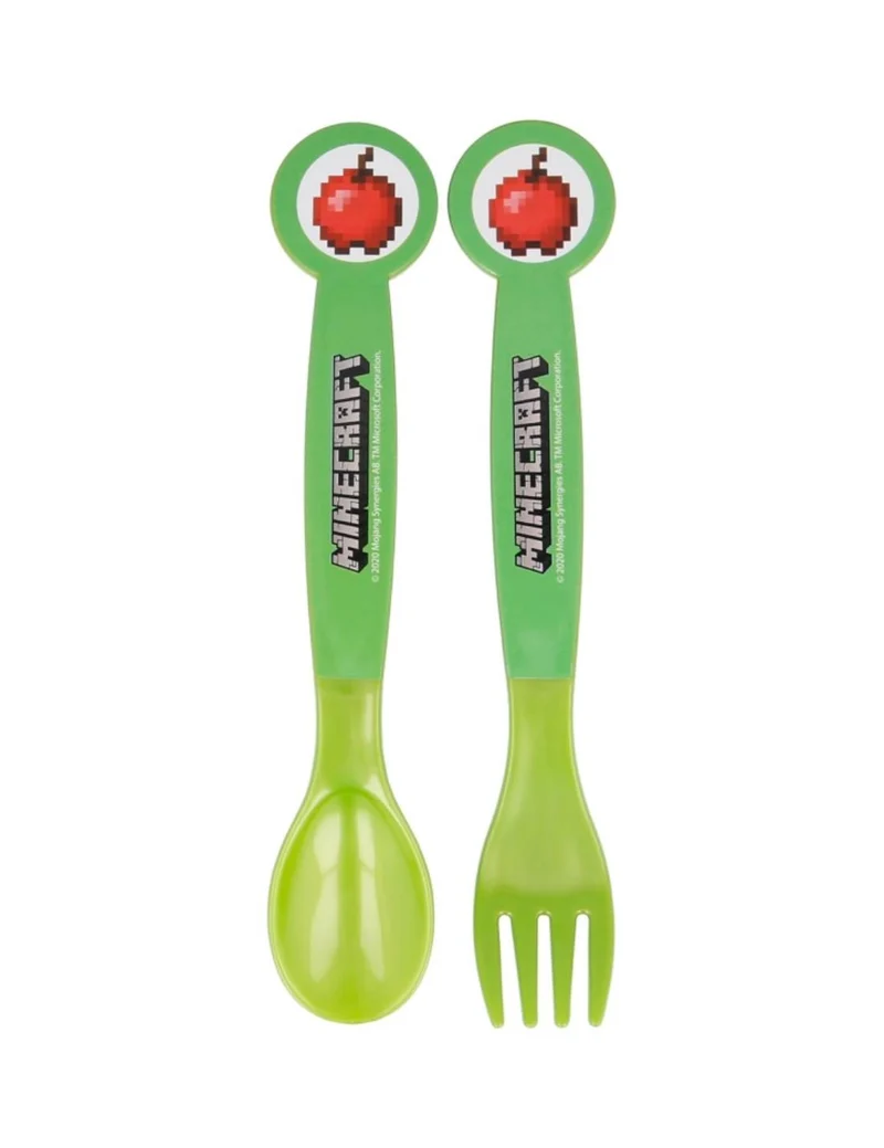 Set Posate Per Bambini Cucchiaio E Forchetta Minecraft