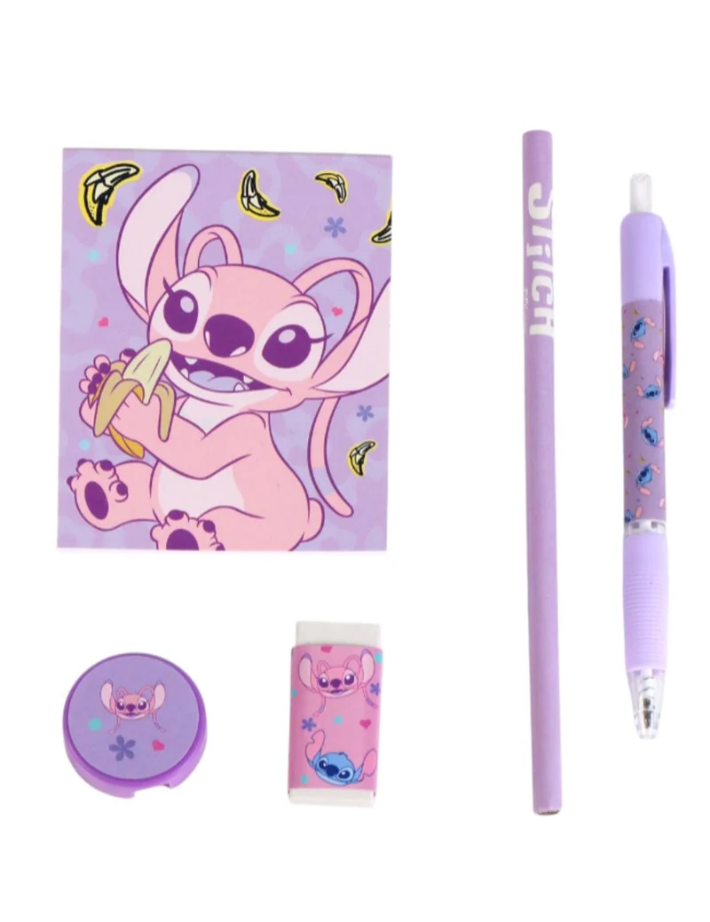 Astuccio In Peluche Con Cancelleria Disney Stitch E Angel