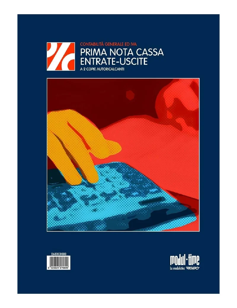 Blocco Prima Nota Cassa Entrate Uscite IVA InTempo A 2 Copie 50f A4 Carta Chimica