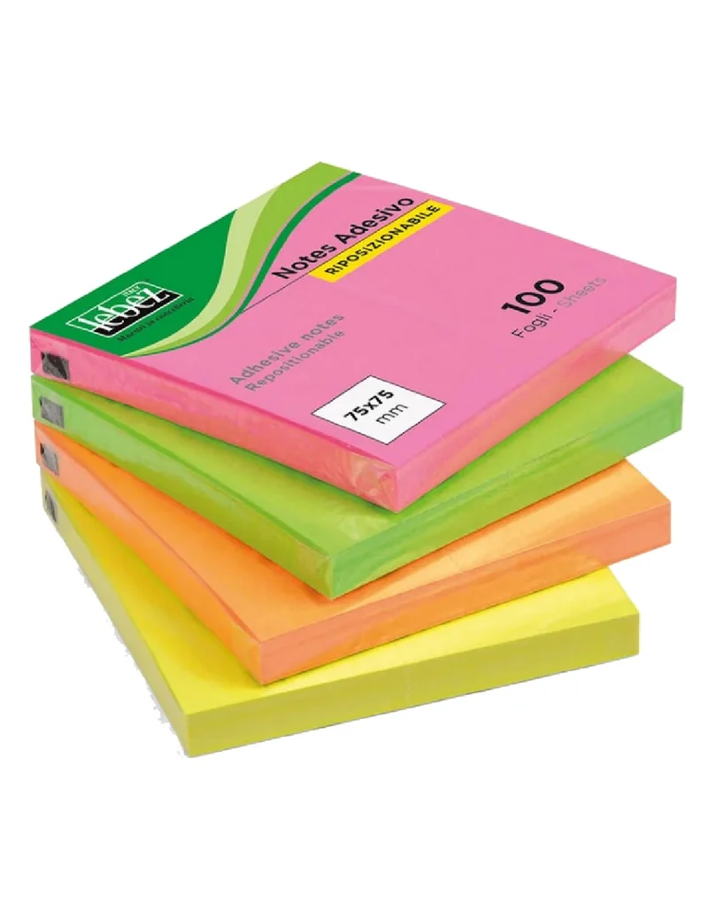 Post-It Fogli Adesivi Riposizionabili Colori Neon 100 Fogli 75mm