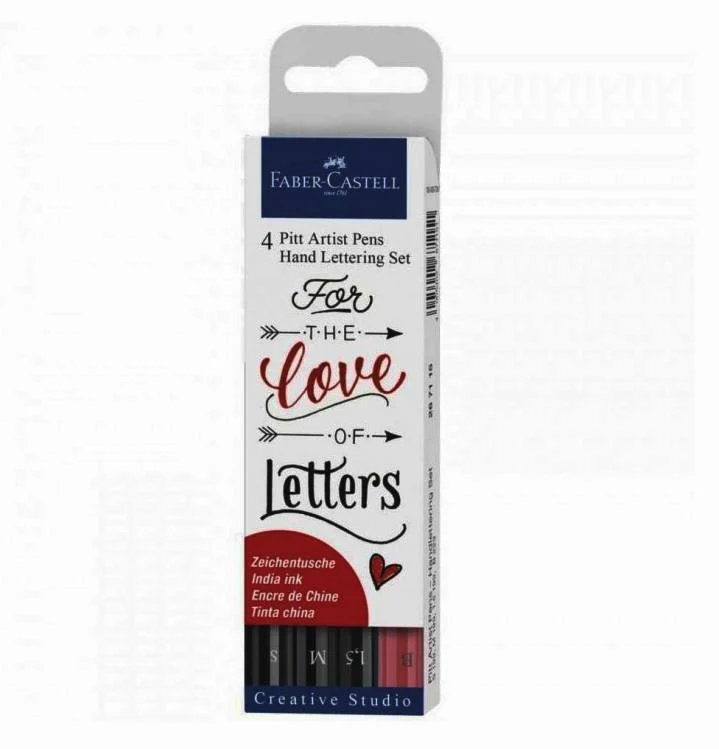 Faber Castell Set 4 Pitt Artist Had Lettering Nero E Rosso