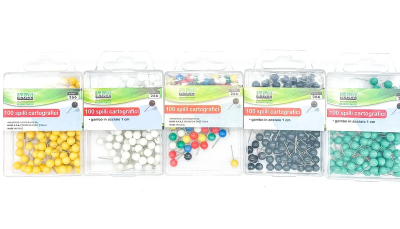 Spilli Cartografici Gambo In Acciaio 1cm 100pz Colori Assortiti