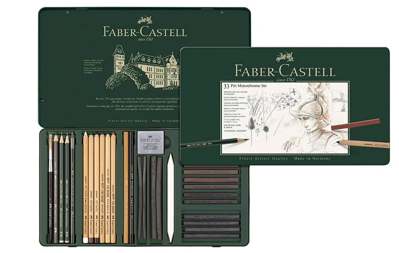 Set Pitt Monochrome Astuccio Metallo Faber-Castell 33pz