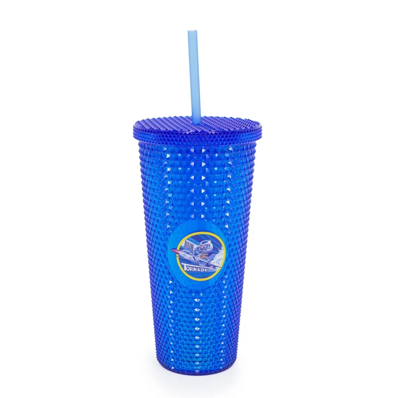 Bicchiere con Cannuccia Blue Tornado