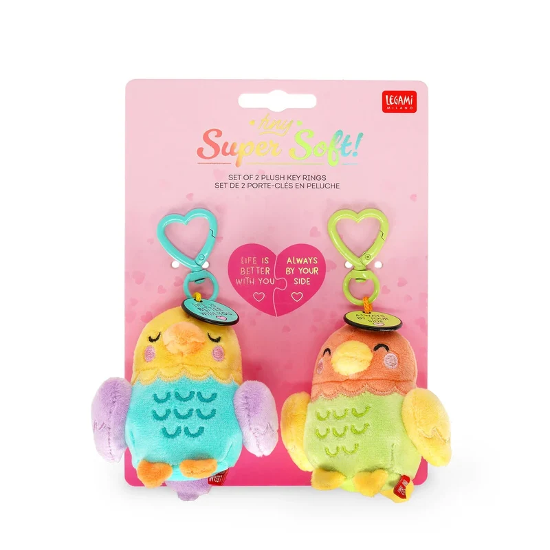 SET DI 2 PORTACHIAVI DI PELUCHE LOVE BIRDS