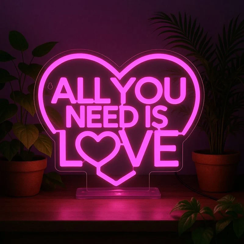 INSEGNA LUMINOSA LED EFFETTO NEON - ALL YOU NEED IS LOVE