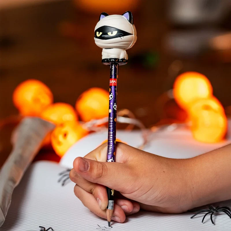 MATITA CON ANTISTRESS HALLOWEEN MUMMY CAT