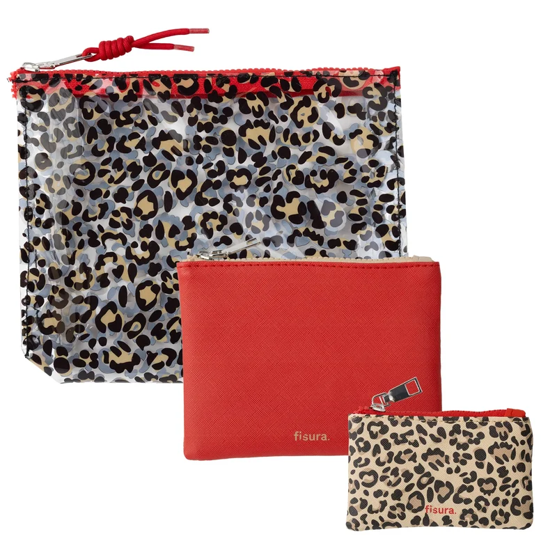 TRIPLE TOILET BAG LEOPARD