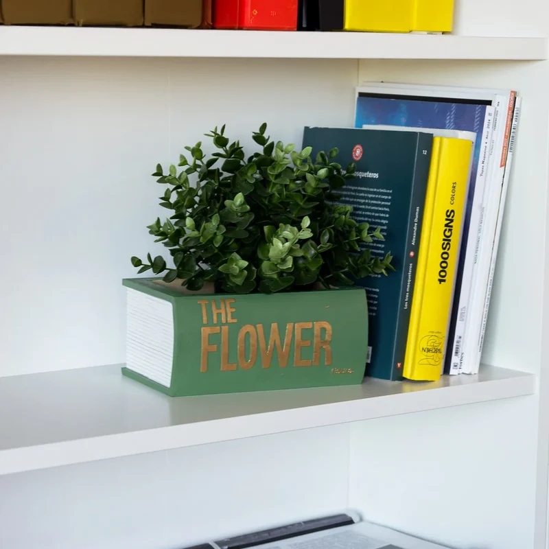 VASO PER FIORI A LIBRO "THE FLOWER" VERDE