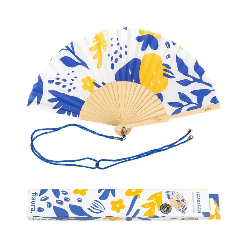 VENTAGLIO FIORI AZZURRO E GIALLO
