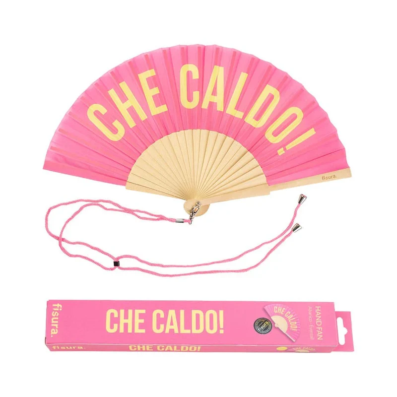 VENTAGLIO "CHE CALDO!" ROSA E GIALLO