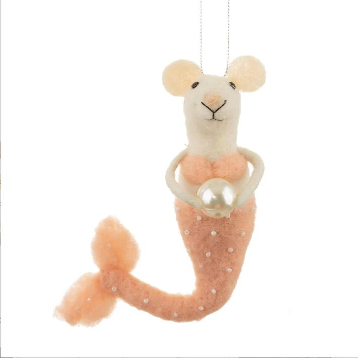 MERMOUSE WITH PEARL FELT HANGING DECORATION