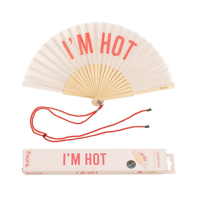 VENTAGLIO "I'M HOT" BEIGE E ROSSO