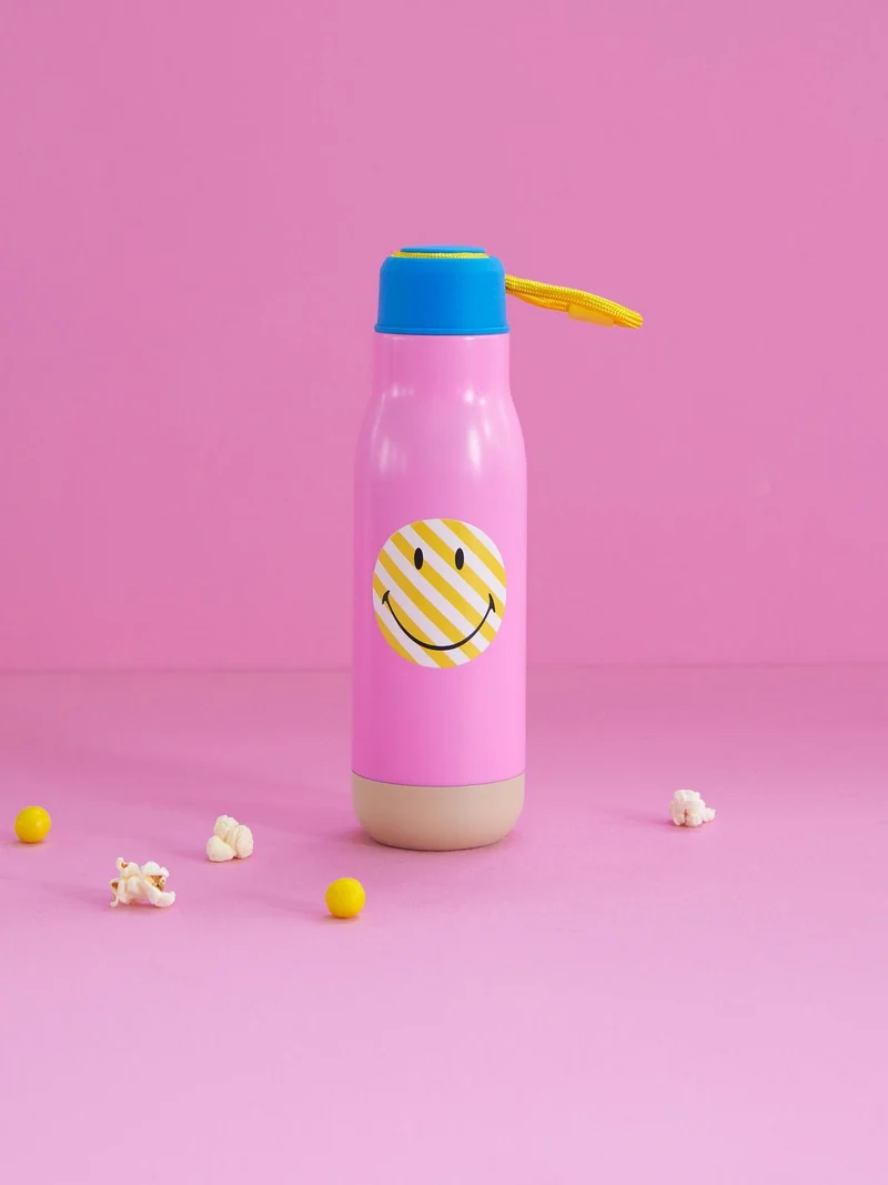 DRINKING BOTTLE IN PINK WITH SMILEY
