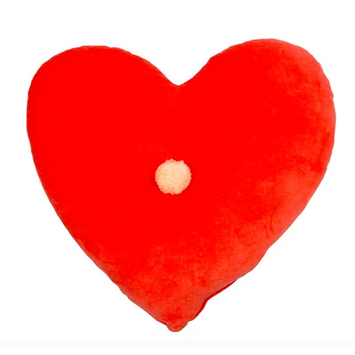 VELVET HEART CUSHION CORAL PINK